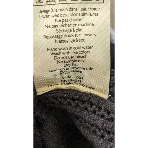 Sezane Lynn Bodysuit Black Open Knit Long Sleeve Ruffle Size Large - Picture 15 of 15